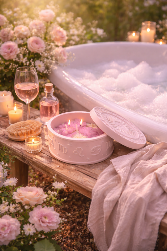 🌸 Kapaklı Pembe Özel Tasarım Afrodizyak Aromaterapi Mum (Krem)